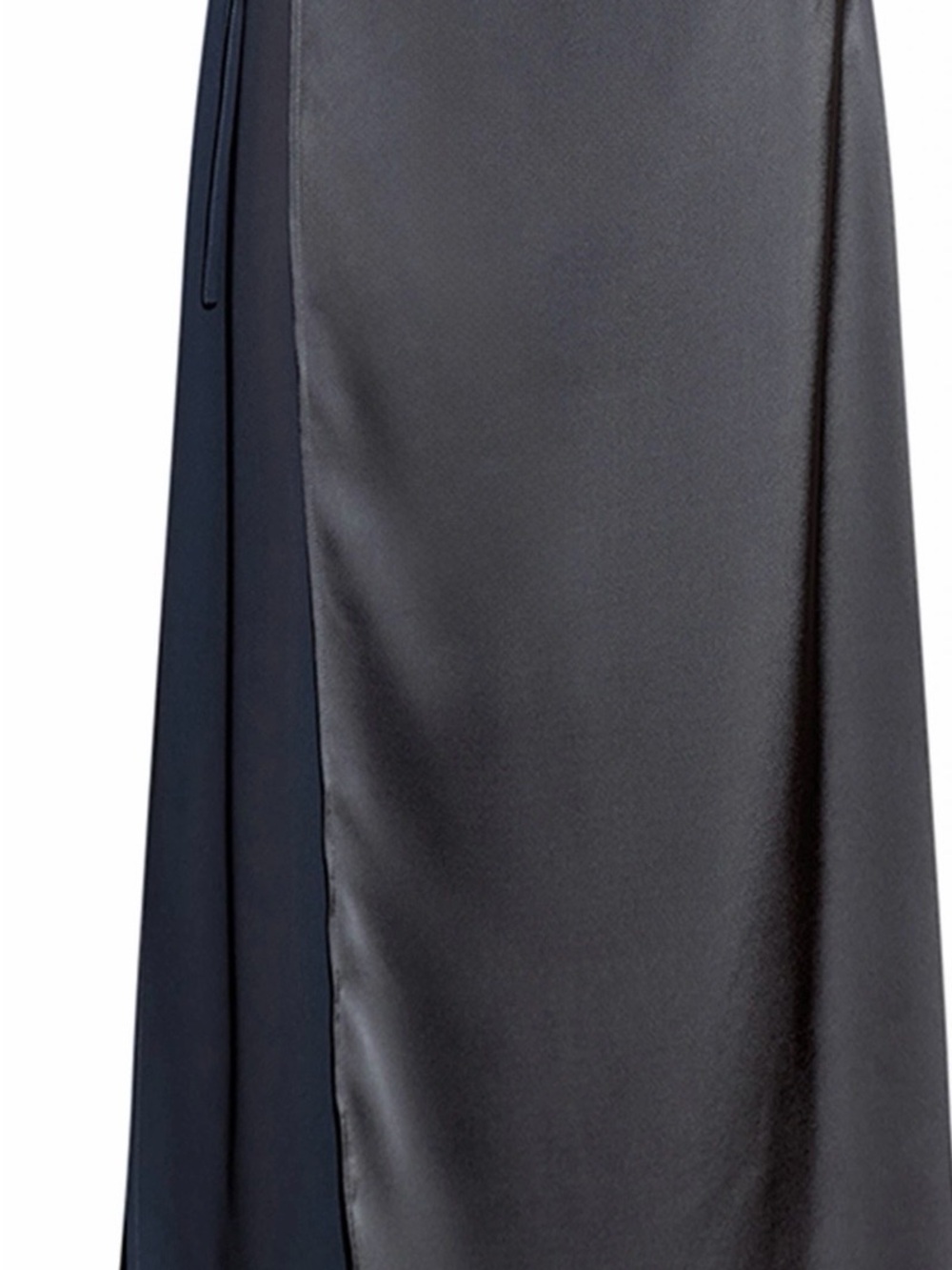 Satin Panel Long Skirt - Black
